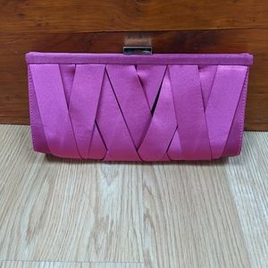 Steve Madden Magenta Satin Clutch